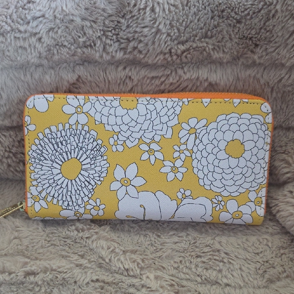 Trina Turk Yellow and White Floral Wallet NWOT
